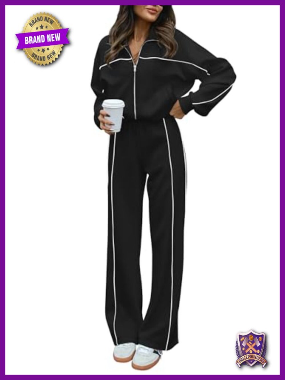 BTFBM Two Piece Sweatsuit Set Zip Up Sweatshirt Wide Leg Pants Loungewear